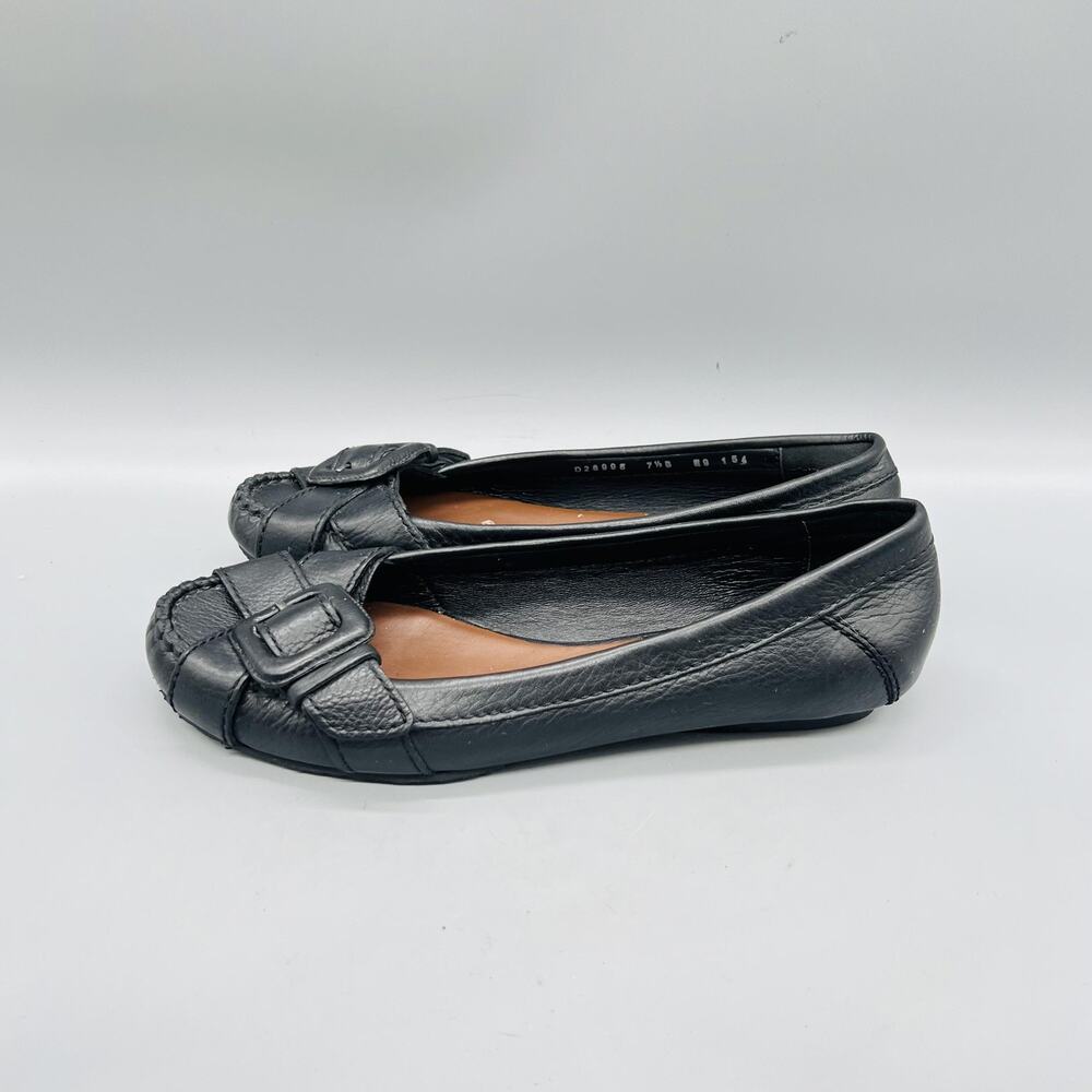 Cole Haan Shoes Womens 7.5 Black Leather Moccasin Flats Buckle Slip On Comfort - Picture 4 of 11